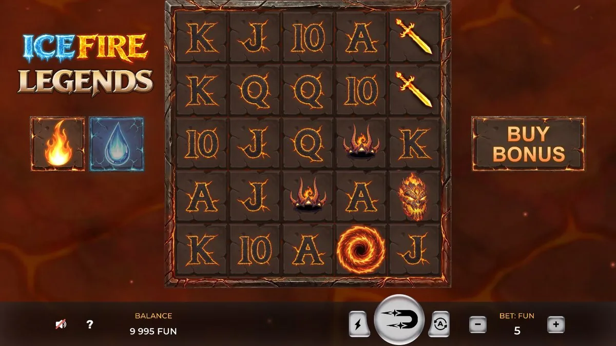 Ice Fire Legends Bonus: feuerrote Lava-Walzen mit goldenem Schwert, Feuer-Krone und flammendem Wirbel