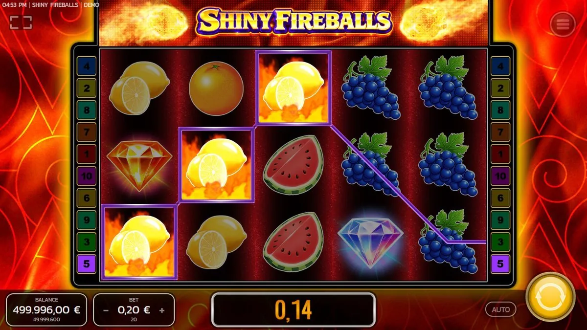 Shiny Fireballs: dieselben expandierenden Zitronen, der aufaddierte Gewinn steht nun bei 0,14 Euro
