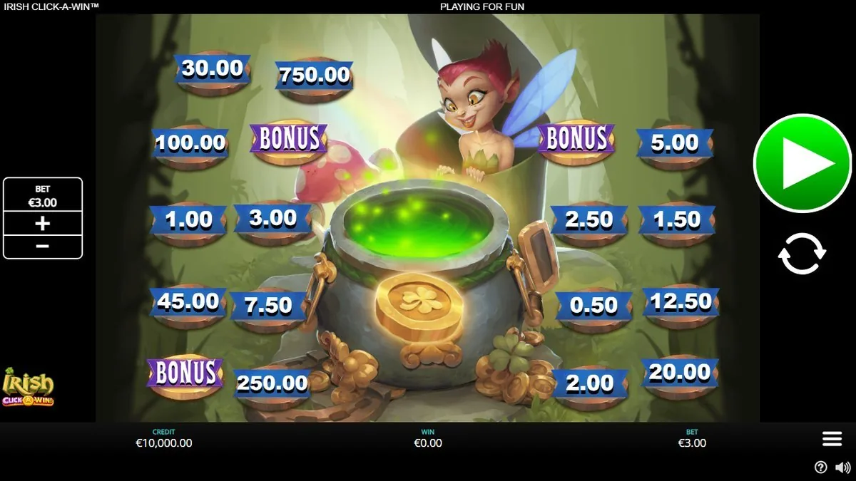 Dasselbe Brett einen Moment später: alle Plättchenwerte klar lesbar, von 0,50 bis 750,00 Euro, plus BONUS-Plättchen, Win weiterhin 0,00 Euro
